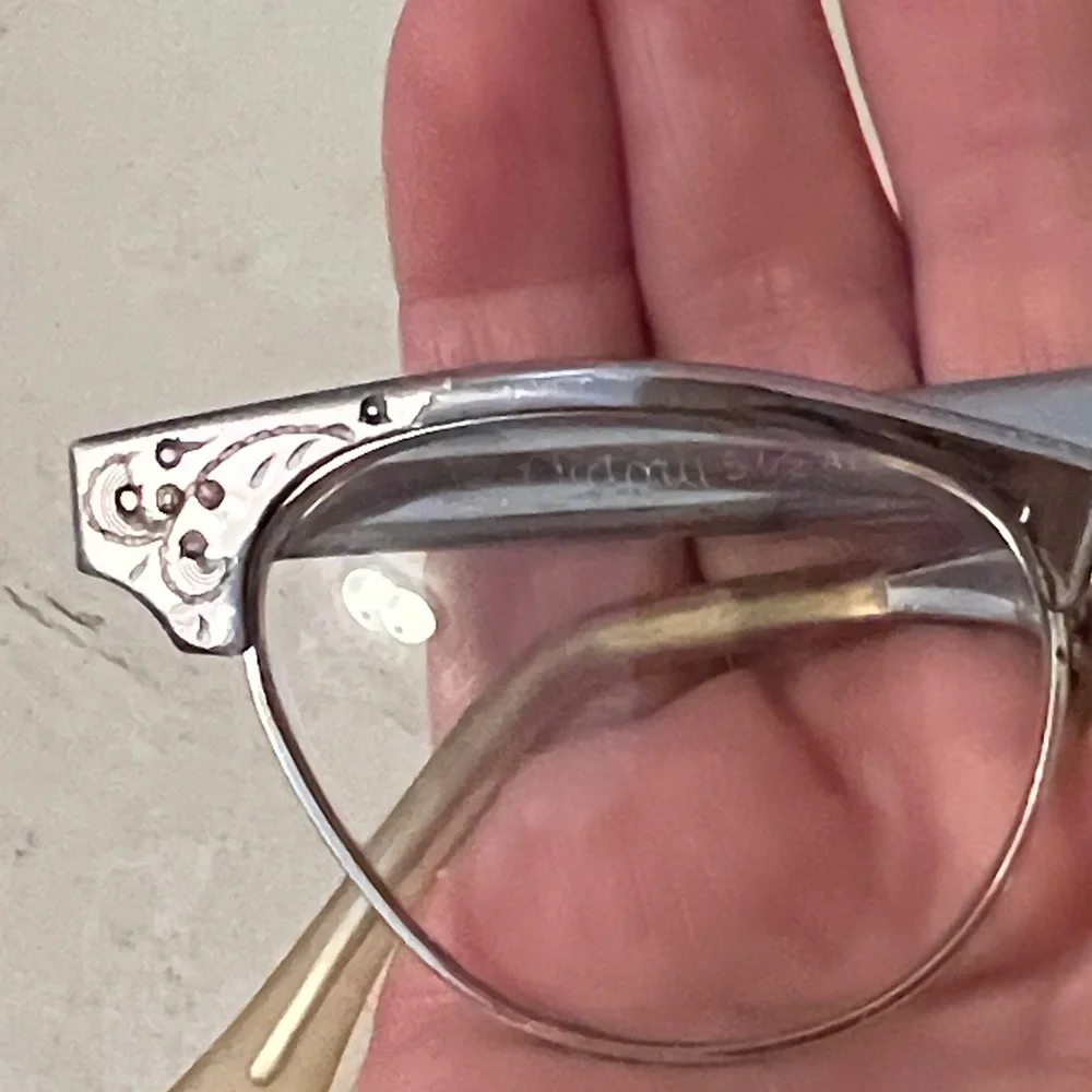50s 12k Gold Filled Aluminum Art Craft Cat eye frames eye glasses 5 1/2 44